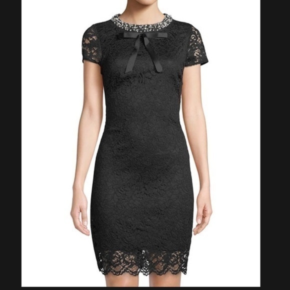 BETSEY JOHNSON jewel collar lace sheath dress